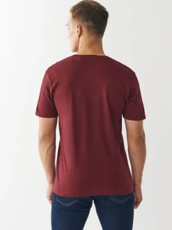 T-Shirts En Hemden|Next Bordeauxrood - Normale Pasvorm - Essentieel katoenen T-shirt met ronde hals