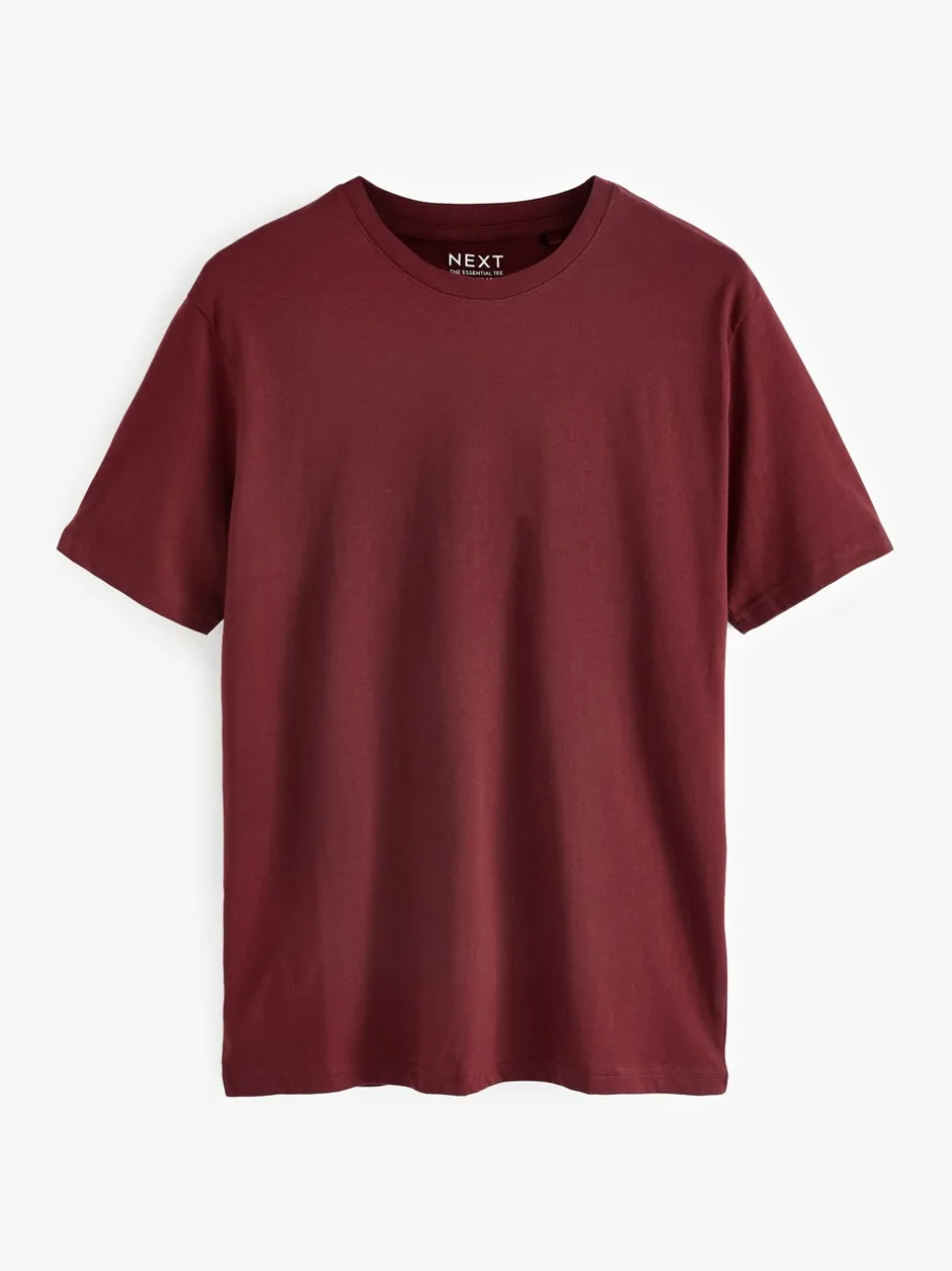 T-Shirts En Hemden|Next Bordeauxrood - Normale Pasvorm - Essentieel katoenen T-shirt met ronde hals