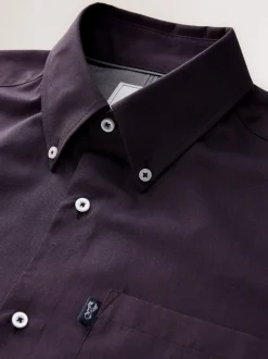 Shirts*Next Bordeauxrood - Normale Pasvorm - Gemakkelijk te strijken Oxford overhemd met doorlopende knopen