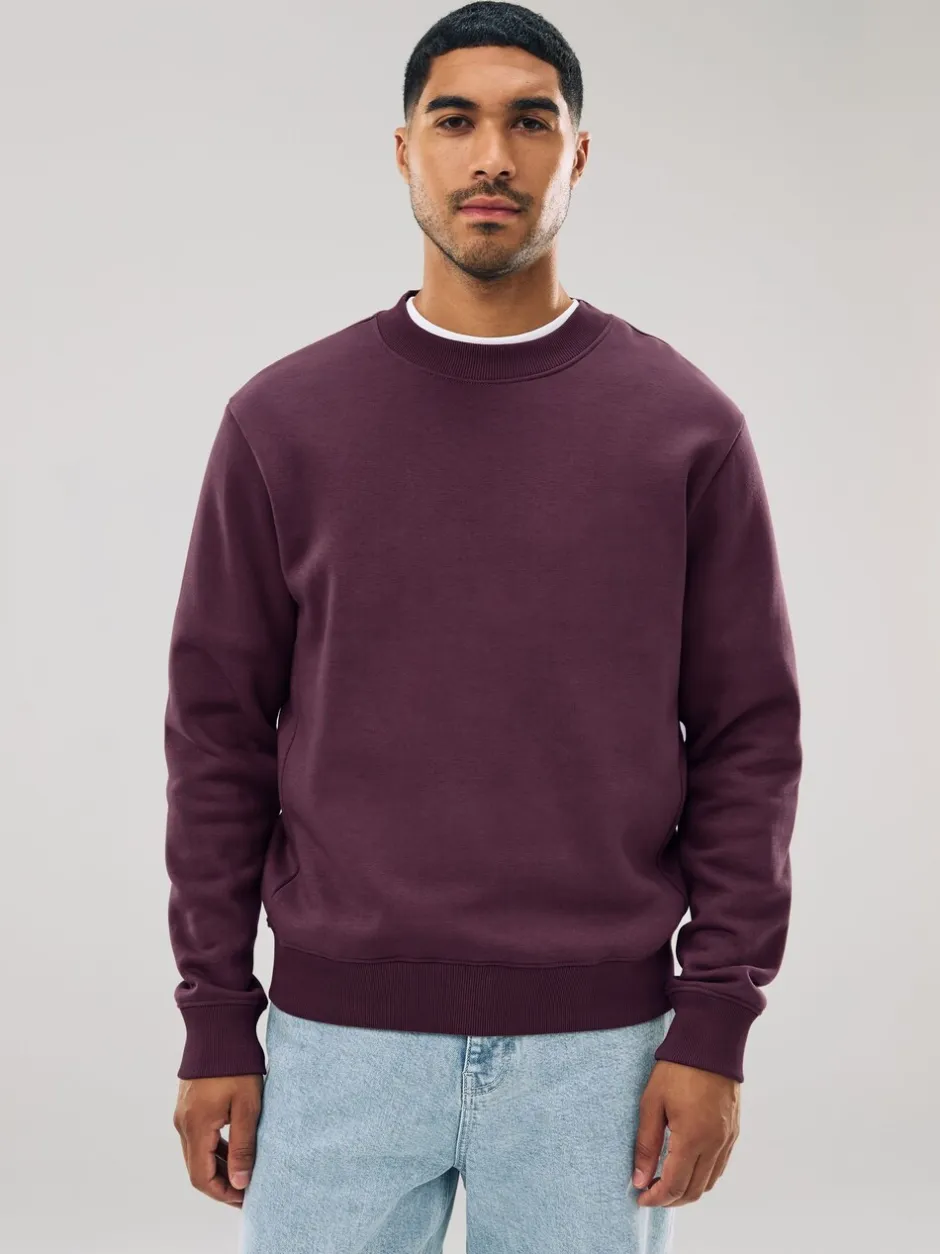 Sweaters En Hoody´S|Sweaters En Hoody´S*Next Bordeauxrood - Normale Pasvorm - Heavyweight Cotton Rich Crew Neck Sweatshirt