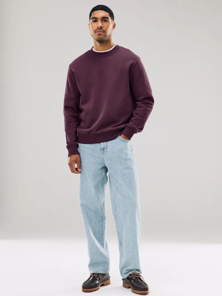 Sweaters En Hoody´S|Sweaters En Hoody´S*Next Bordeauxrood - Normale Pasvorm - Heavyweight Cotton Rich Crew Neck Sweatshirt
