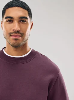 Sweaters En Hoody´S|Sweaters En Hoody´S*Next Bordeauxrood - Normale Pasvorm - Heavyweight Cotton Rich Crew Neck Sweatshirt