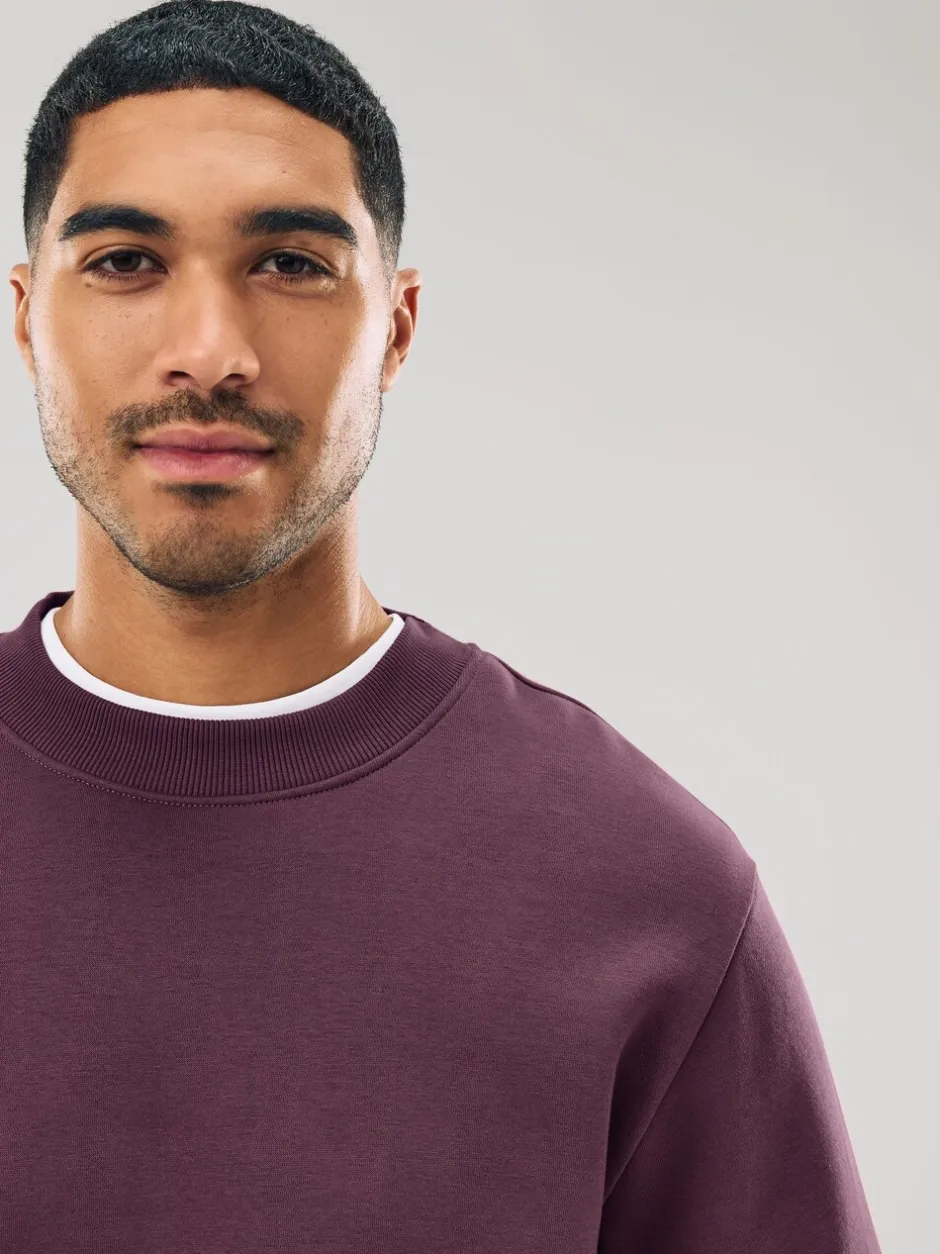 Sweaters En Hoody´S|Sweaters En Hoody´S*Next Bordeauxrood - Normale Pasvorm - Heavyweight Cotton Rich Crew Neck Sweatshirt