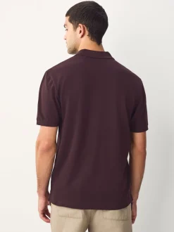 Poloshirts|T-Shirts En Hemden*Next Bordeauxrood - Normale Pasvorm - Piqué poloshirt met korte mouwen