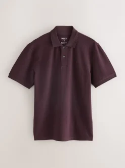 Poloshirts|T-Shirts En Hemden*Next Bordeauxrood - Normale Pasvorm - Piqué poloshirt met korte mouwen