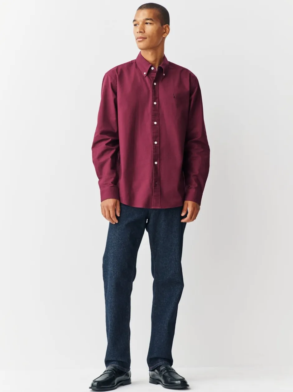 Formele Overhemden|Shirts|Next Bordeauxrood - Normale Pasvorm - Oxford-hemd met lange mouwen
