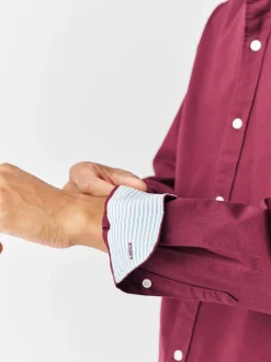 Formele Overhemden|Shirts|Next Bordeauxrood - Normale Pasvorm - Oxford-hemd met lange mouwen