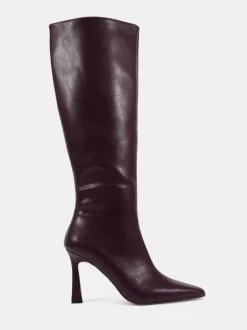 Boots*Novo - Galaxy Point Toe Stiletto Stretch Knee Boots Bordeauxrood