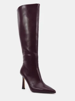 Boots*Novo - Galaxy Point Toe Stiletto Stretch Knee Boots Bordeauxrood