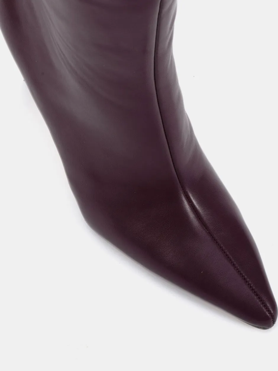 Boots*Novo - Galaxy Point Toe Stiletto Stretch Knee Boots Bordeauxrood