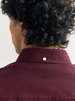 Formele Overhemden|Shirts|Next Bordeauxrood - Oxford-stretchoverhemd met lange mouwen