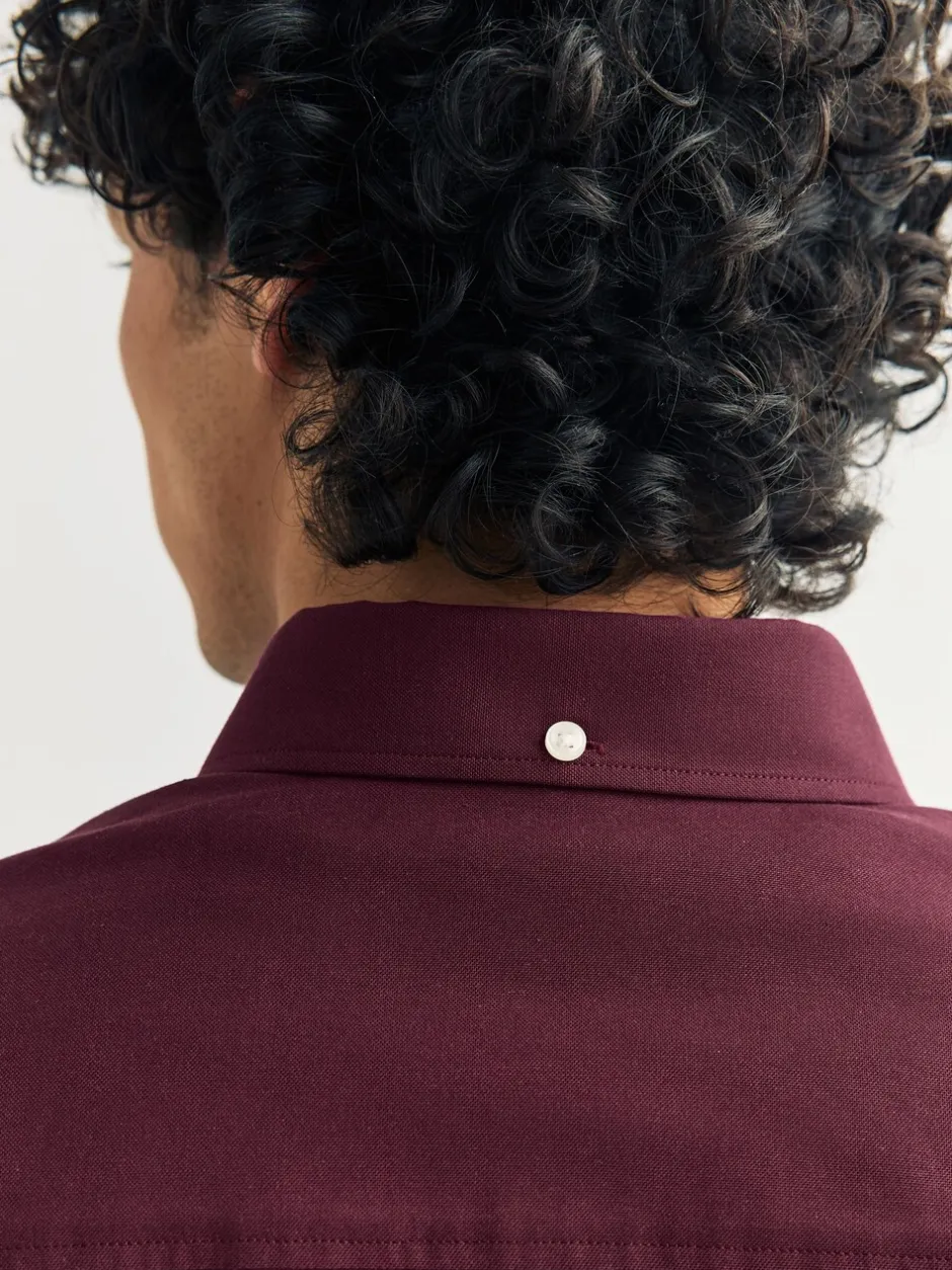Formele Overhemden|Shirts|Next Bordeauxrood - Oxford-stretchoverhemd met lange mouwen