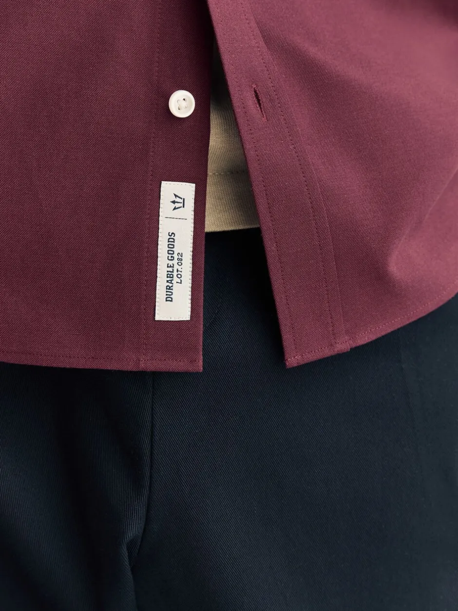 Formele Overhemden|Shirts|Next Bordeauxrood - Oxford-stretchoverhemd met lange mouwen