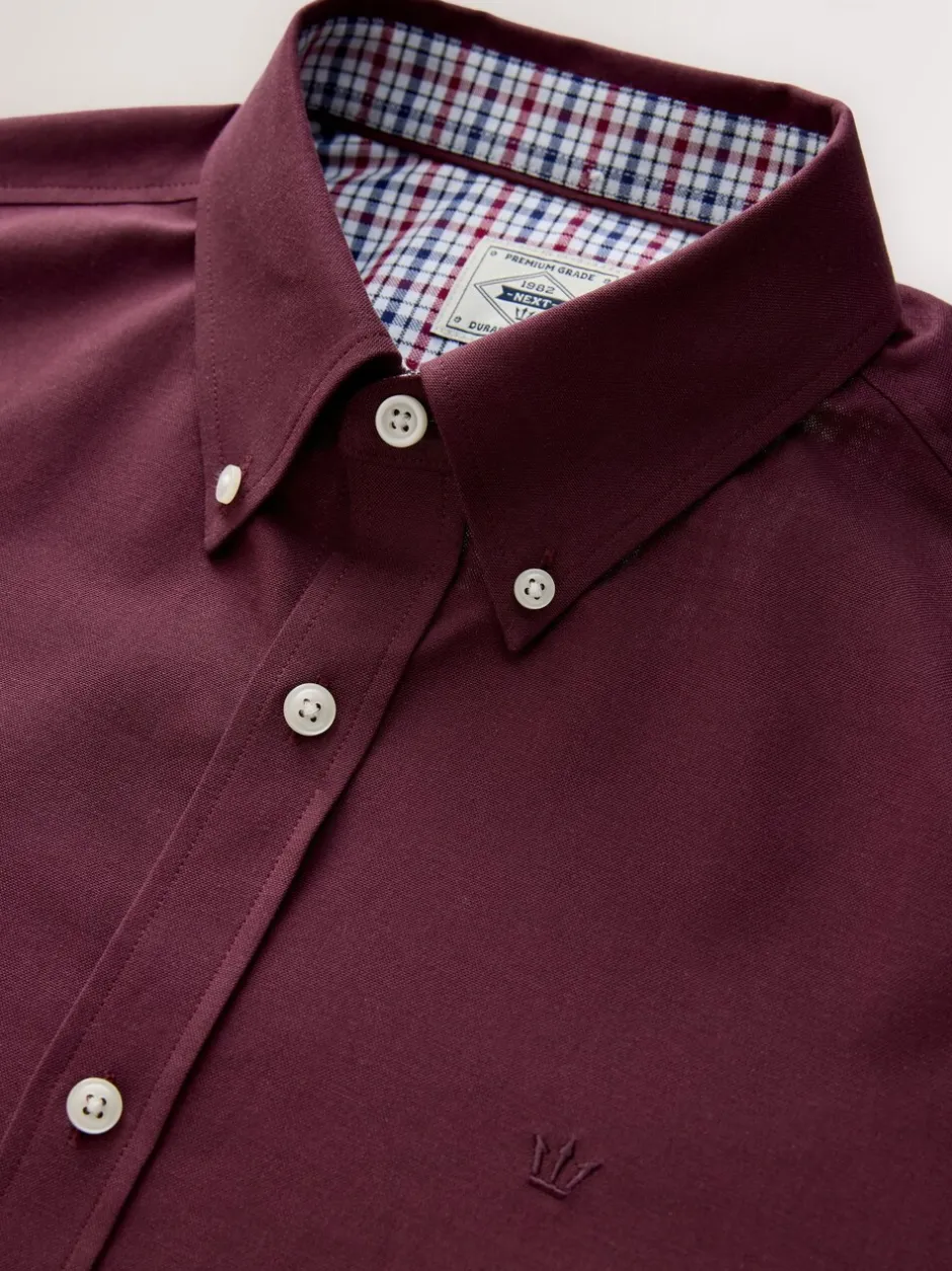 Formele Overhemden|Shirts|Next Bordeauxrood - Oxford-stretchoverhemd met lange mouwen