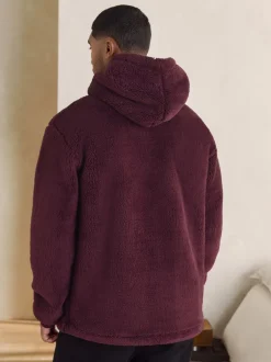 Loungewear*Next Bordeauxrood - Pullover hoodie van borg