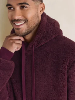 Loungewear*Next Bordeauxrood - Pullover hoodie van borg