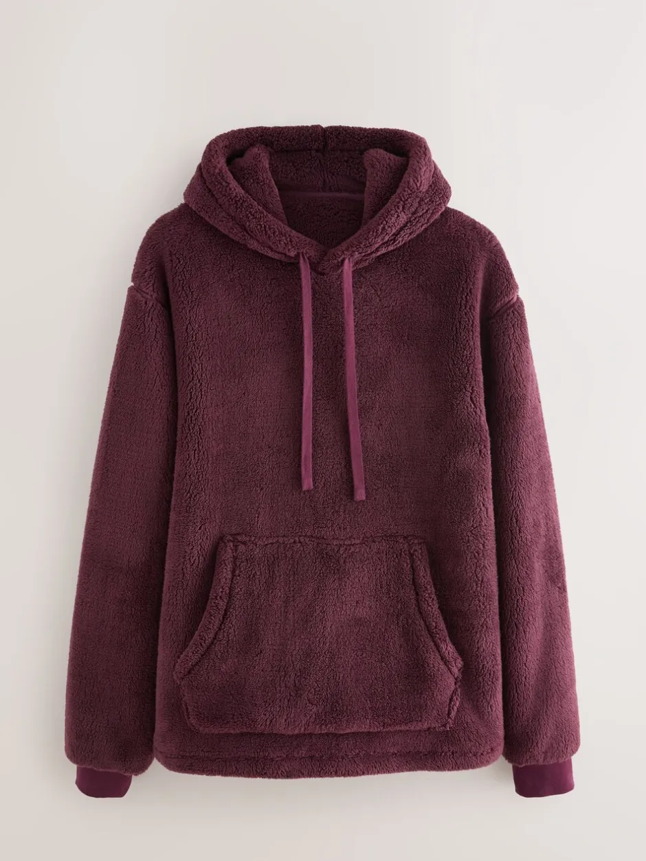 Loungewear*Next Bordeauxrood - Pullover hoodie van borg