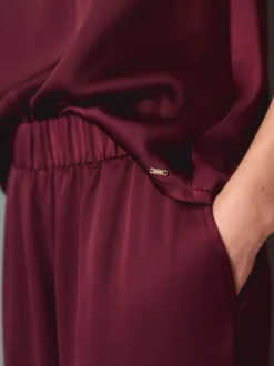 Pyjama's|Alle Nacht- En Loungekleding|Next Bordeauxrood - Pyjama met hemdje met kanten afwerking