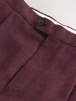 Formele Broek|Next Bordeauxrood - Regular fit wollen mix Broeken met linnen en functionele zijverstellers