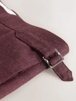 Formele Broek|Next Bordeauxrood - Regular fit wollen mix Broeken met linnen en functionele zijverstellers