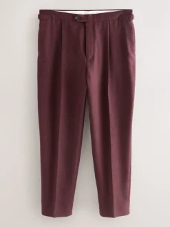 Formele Broek|Next Bordeauxrood - Regular fit wollen mix Broeken met linnen en functionele zijverstellers