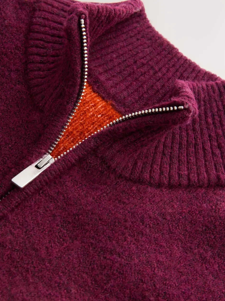 Gebreide Kleding*Next Bordeauxrood - Regular Fit Fairisle Pattern Chest Block Zip Neck Jumper