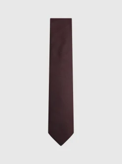 Stropdassen En Pochets*Reiss - Ceremony stropdas van zijdemix met textuur Bordeauxrood