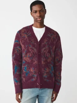 Gebreide Kleding*Next Bordeauxrood - Relaxed Fit Floral Pattern Cardigan