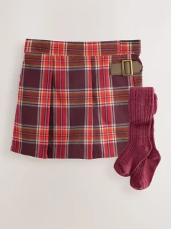 Shorts En Rokken|Next Bordeauxrood - Set van geruite skort en maillot (3mnd-7jr)