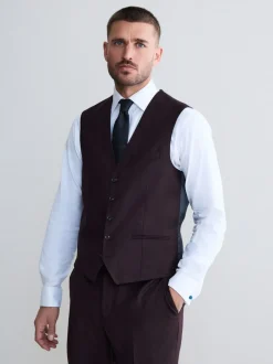 Vesten|Next - Signature Zignone flanellen gilet van Italiaanse wol-kasjmier blend Bordeauxrood