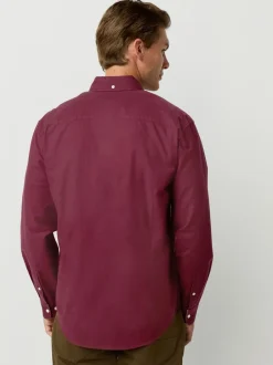 Formele Overhemden|Shirts*Next Bordeauxrood - Slim Fit - Oxford-hemd met lange mouwen