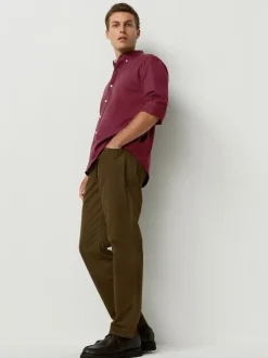 Formele Overhemden|Shirts*Next Bordeauxrood - Slim Fit - Oxford-hemd met lange mouwen