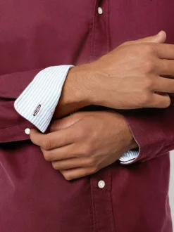 Formele Overhemden|Shirts*Next Bordeauxrood - Slim Fit - Oxford-hemd met lange mouwen