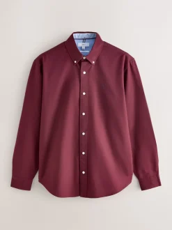 Formele Overhemden|Shirts*Next Bordeauxrood - Slim Fit - Oxford-hemd met lange mouwen