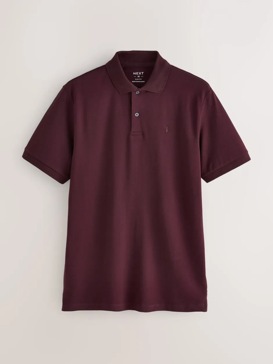 T-Shirts En Hemden|Poloshirts|Next Bordeauxrood - Slim Fit - Piqué poloshirt met korte mouwen