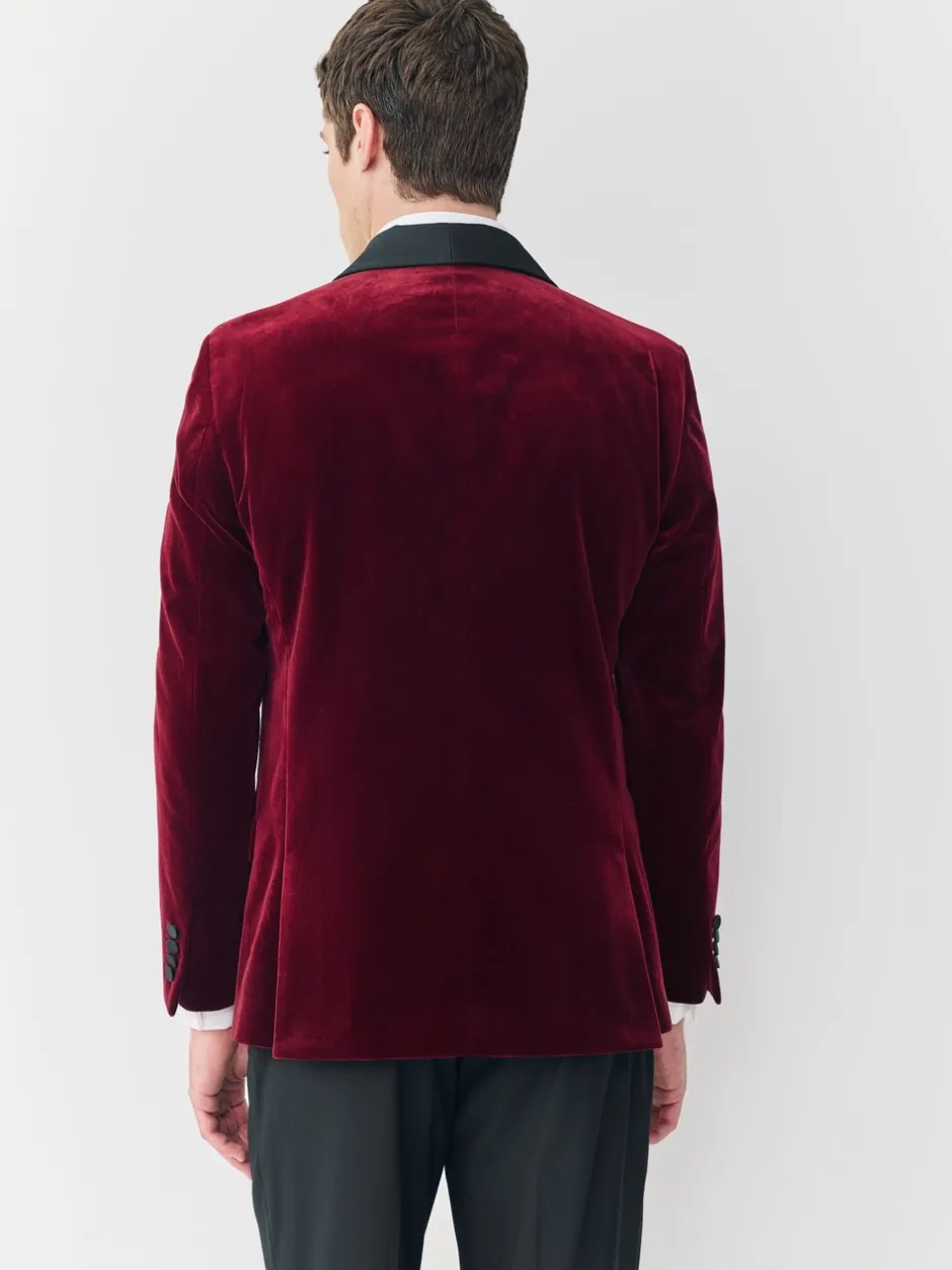 Smokings En Feestkleding|Blazers En Business-Jasjes|Next - Slim Fit - Signature Pontoglio Italiaanse fluwelen blazer met sjaalkraag Bordeauxrood