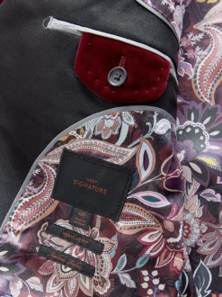 Smokings En Feestkleding|Blazers En Business-Jasjes|Next - Slim Fit - Signature Pontoglio Italiaanse fluwelen blazer met sjaalkraag Bordeauxrood
