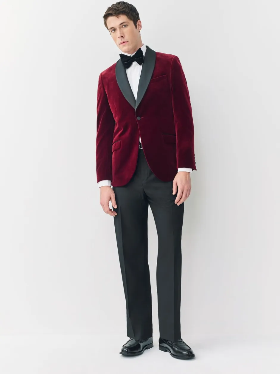 Smokings En Feestkleding|Blazers En Business-Jasjes|Next - Slim Fit - Signature Pontoglio Italiaanse fluwelen blazer met sjaalkraag Bordeauxrood