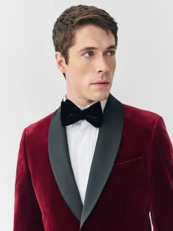Smokings En Feestkleding|Blazers En Business-Jasjes|Next - Slim Fit - Signature Pontoglio Italiaanse fluwelen blazer met sjaalkraag Bordeauxrood