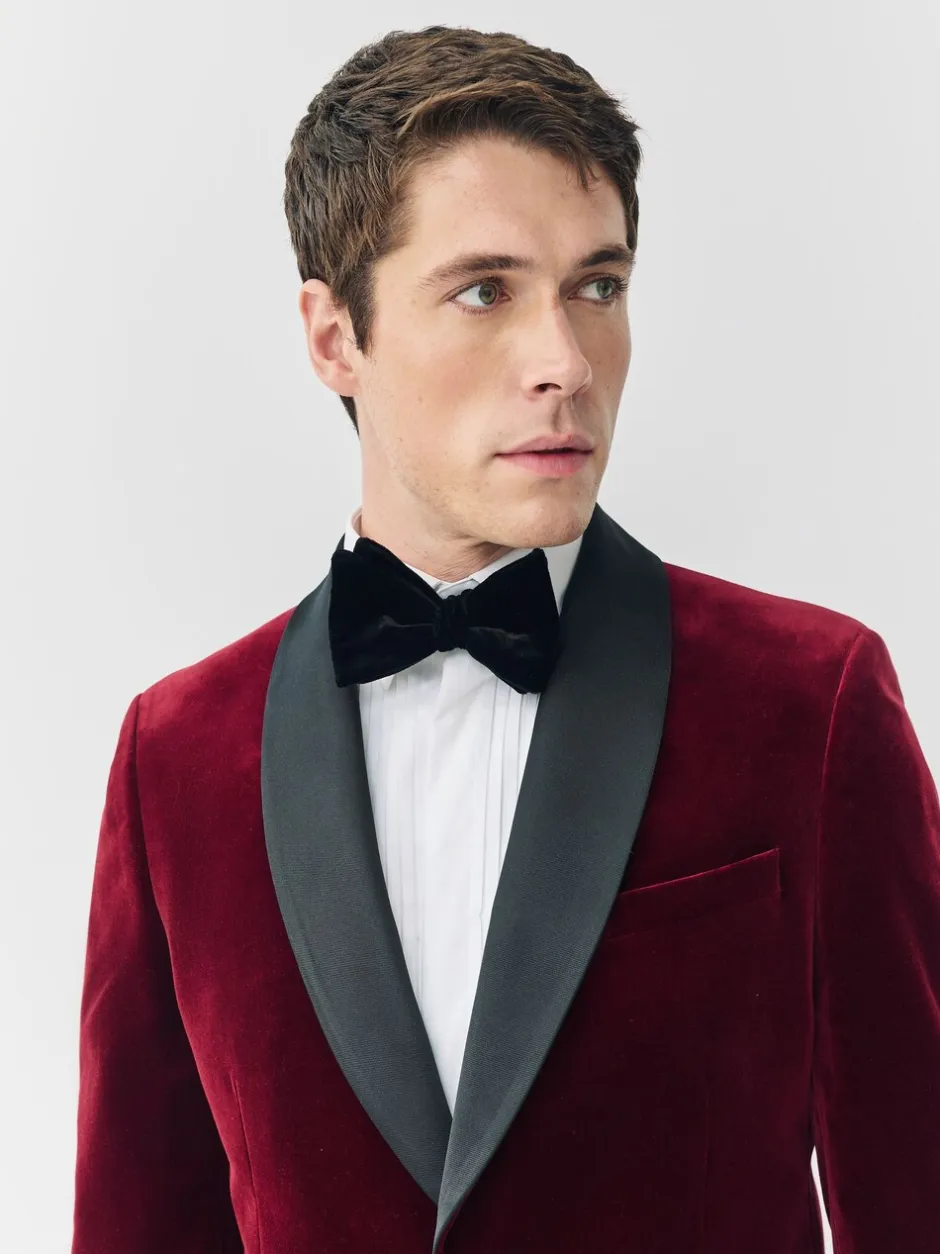 Smokings En Feestkleding|Blazers En Business-Jasjes|Next - Slim Fit - Signature Pontoglio Italiaanse fluwelen blazer met sjaalkraag Bordeauxrood
