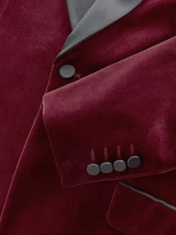 Smokings En Feestkleding|Blazers En Business-Jasjes|Next - Slim Fit - Signature Pontoglio Italiaanse fluwelen blazer met sjaalkraag Bordeauxrood