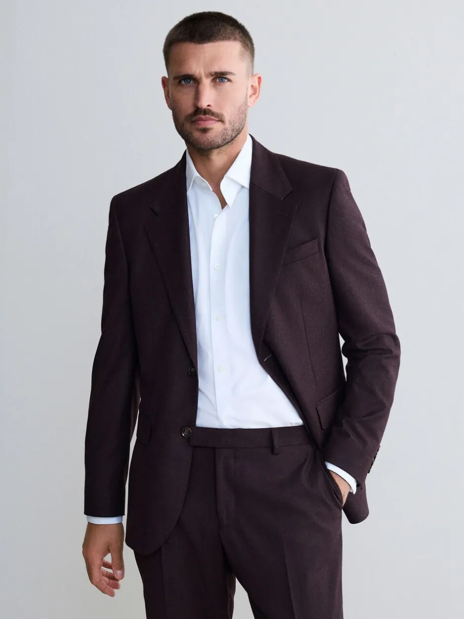 Pakken|Next - Slim Fit - Signature Zignone flanellen colbert van Italiaanse wol-kasjmier blend Bordeauxrood