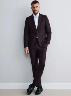 Pakken|Next - Slim Fit - Signature Zignone flanellen colbert van Italiaanse wol-kasjmier blend Bordeauxrood