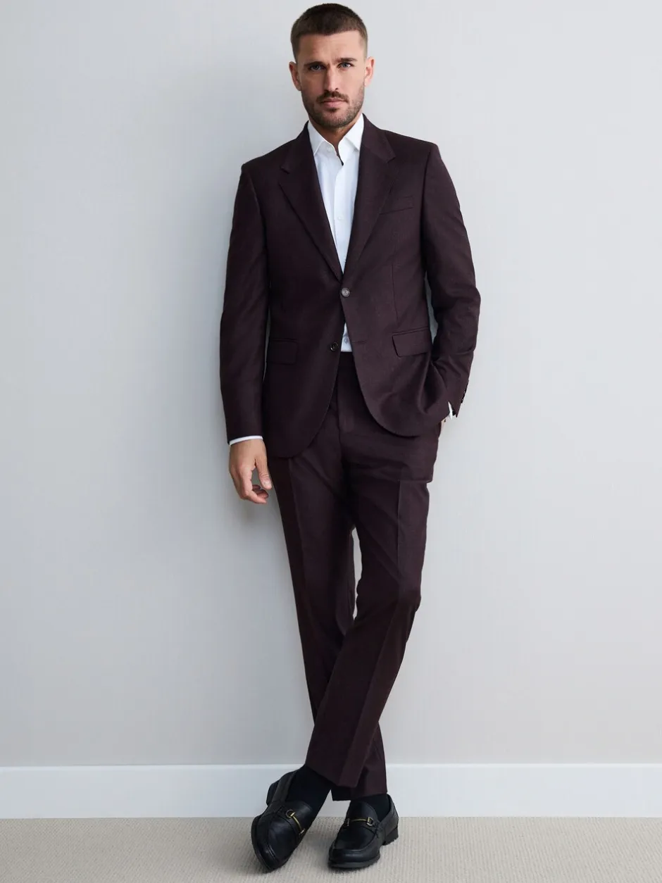 Pakken|Next - Slim Fit - Signature Zignone flanellen colbert van Italiaanse wol-kasjmier blend Bordeauxrood