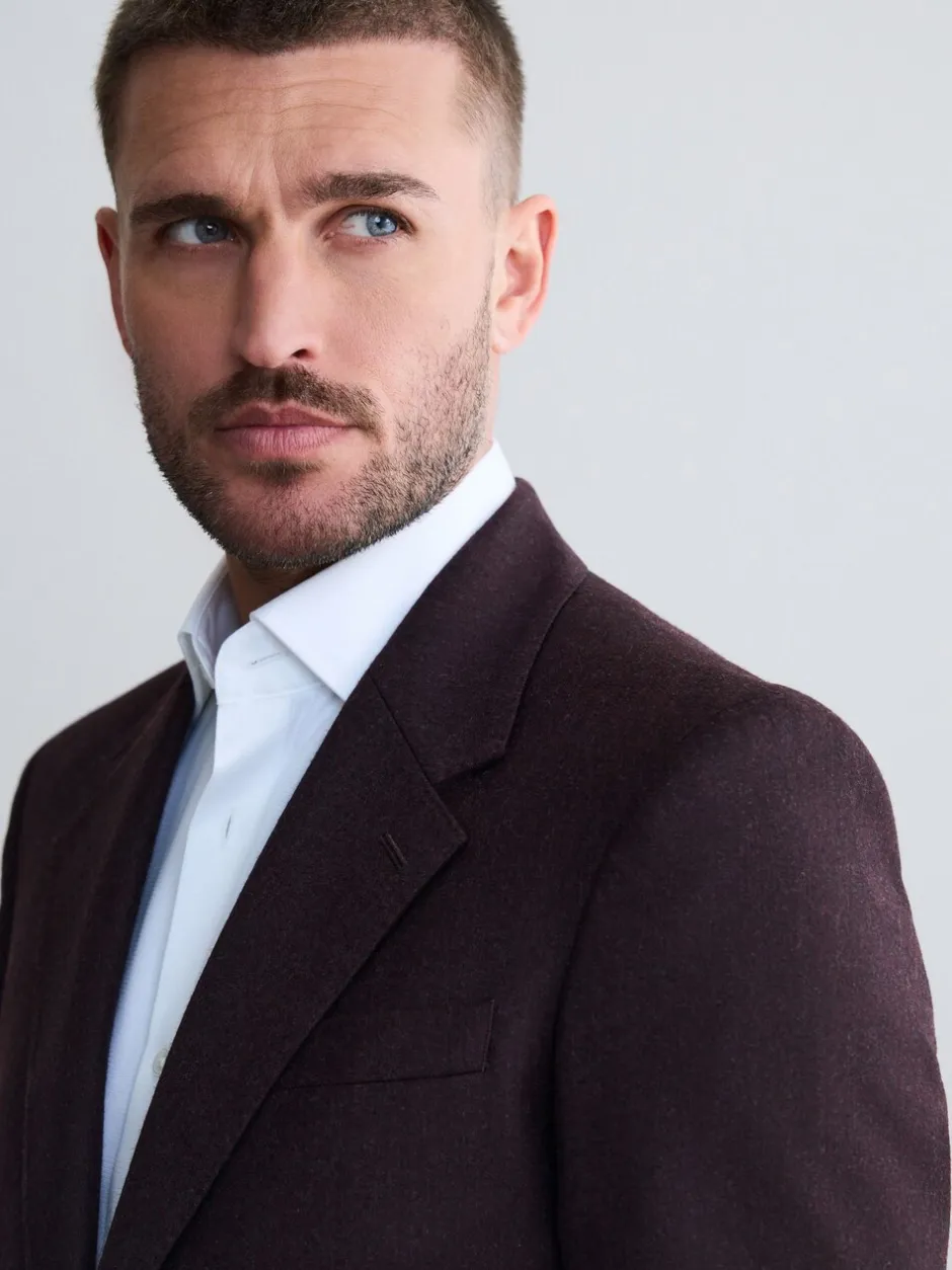 Pakken|Next - Slim Fit - Signature Zignone flanellen colbert van Italiaanse wol-kasjmier blend Bordeauxrood