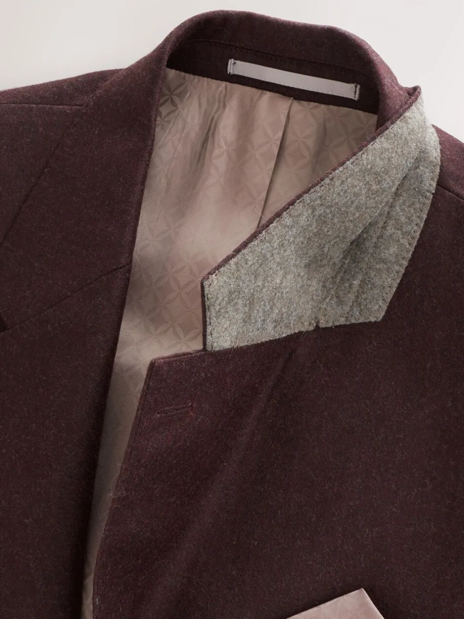 Pakken|Next - Slim Fit - Signature Zignone flanellen colbert van Italiaanse wol-kasjmier blend Bordeauxrood