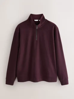 Jassen En Jacks|Next - Soft Touch Quarter Zip Neck Fleece Bordeauxrood