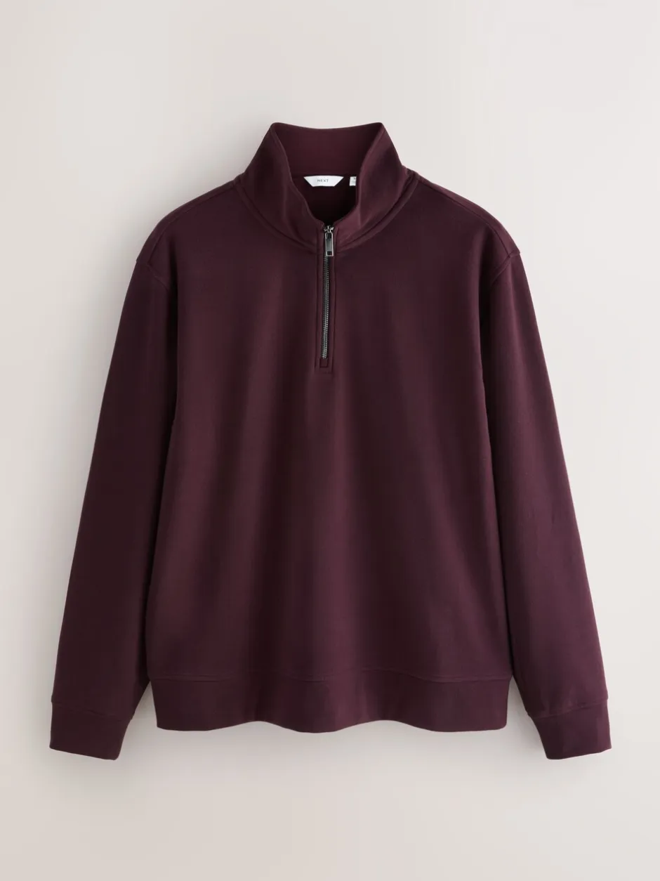 Jassen En Jacks|Next - Soft Touch Quarter Zip Neck Fleece Bordeauxrood