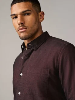 Formele Overhemden|Next Bordeauxrood - Soft Touch Oxford Long Sleeve Shirt
