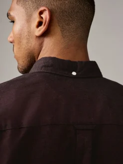 Formele Overhemden|Next Bordeauxrood - Soft Touch Oxford Long Sleeve Shirt